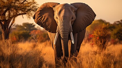 Lovely shot of an african elephant within the savanna field