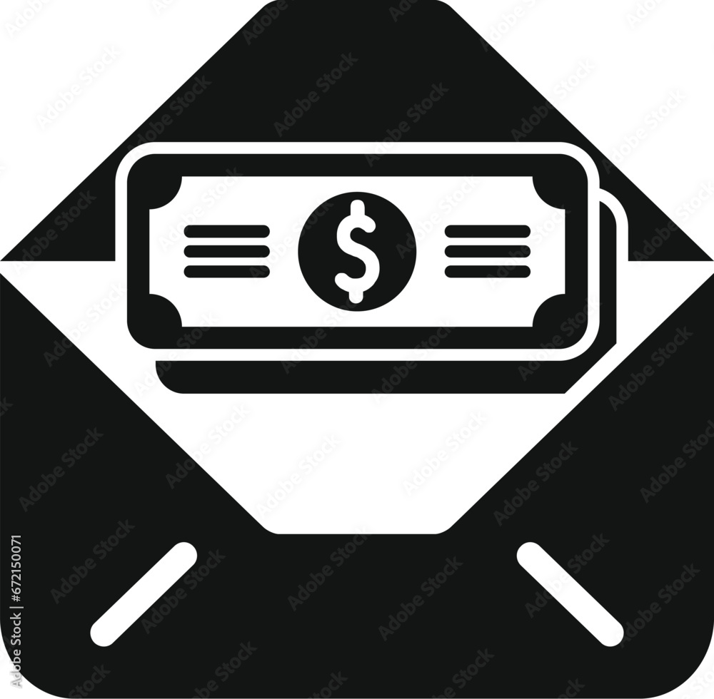 Poster cash in new envelope icon simple vector. stack credit. change atm service