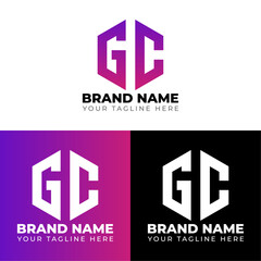 G C Double Letters Polygon Logo, Two letters G C logo design, Minimalist creative vector logo design template