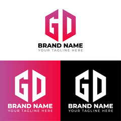 G D Double Letters Polygon Logo, Two letters G D logo design, Minimalist creative vector logo design template