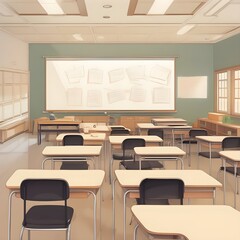 an image of a classroom of high school generated with generative ai