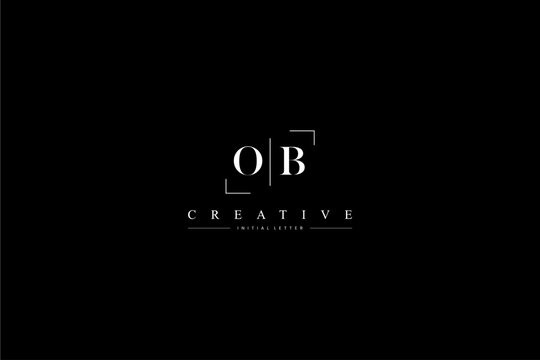minimalist OB initial logo with simple vertical stroke line in black