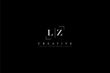 minimalist LZ initial logo with simple vertical stroke line in black - obrazy, fototapety, plakaty