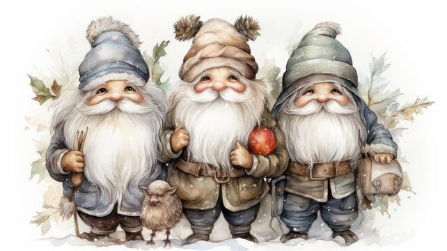 Three cute dwarves with long beards