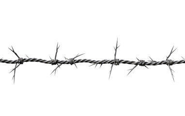 Security Barrier The Practicality of Barbed Wire Fencing on White or PNG Transparent Background.