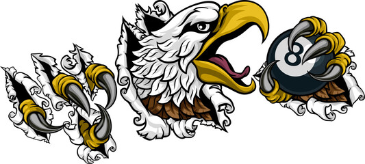 Eagle Pool 8 Ball Billiards Mascot Cartoon