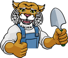 Wildcat Gardener Gardening Animal Mascot