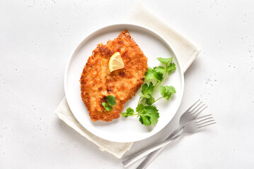 Chicken schnitzel on plate