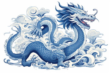 Obraz premium Blue Chinese Dragon symbol of 2024. Chinese New Year