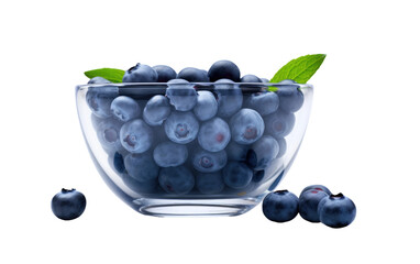 Berry Bounty Reveling in Fresh Blueberries in Glass on White or PNG Transparent Background.