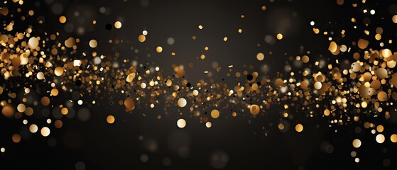 Golden glitter and confetti festivity: elegant Christmas vector background on a black canvas - obrazy, fototapety, plakaty