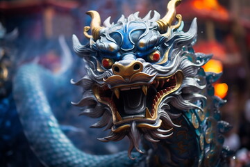 Naklejka premium Blue Chinese Dragon symbol of 2024. Chinese New Year