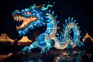 Foto op Plexiglas Blue Chinese Dragon symbol of 2024. Chinese New Year © Canvas Alchemy