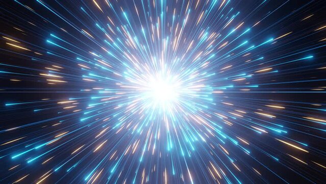 Explosion line stream animation effect. blue coloured