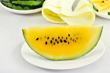 Watermelon on white plate