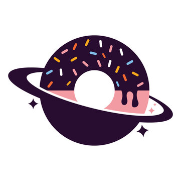 Planet Donuts Logo Template Design. Unique bakery logotype design template.