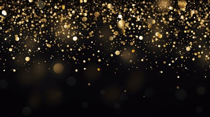 Gold glitter and confetti on black background for Christmas celebration - festive vector illustration