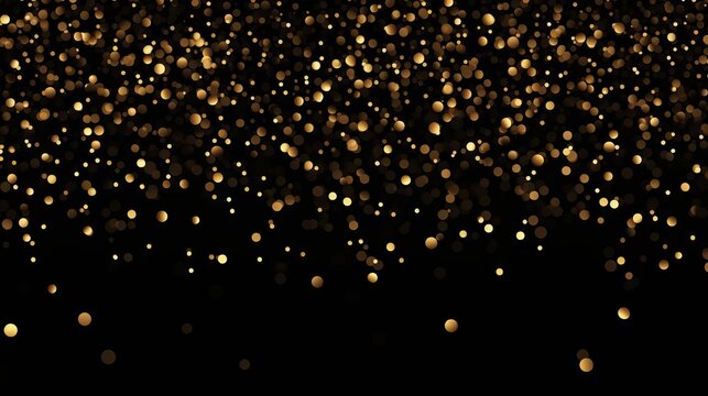Golden glitter and confetti festivity: elegant Christmas vector background on a black canvas