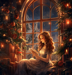 Decorated Christmas tree in the house with boxes of gifts under it. Christmas atmosphere until New Year