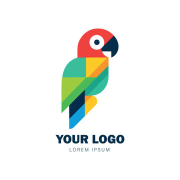 vector logo depicting a parrot in a modern