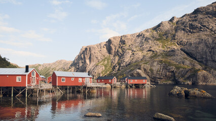 Fototapeta na wymiar Fishing village Nusfjord Norway houses