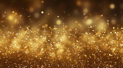 Obraz na płótnie Canvas Golden Christmas particles and sprinkles for a festive celebration - shiny golden lights wallpaper background