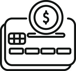 Bank credit card money icon outline vector. Finance coin stack. Stock funds