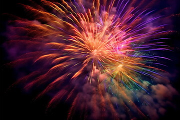 Colorful fireworks exploding at night against sky