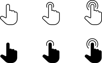 Computer mouse click cursor black arrow icons set. Cursor icon. Vector illustration. Mouse click cursor collection.