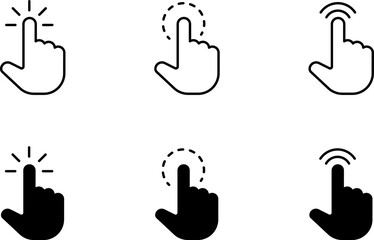 Computer mouse click cursor black arrow icons set. Cursor icon. Vector illustration. Mouse click cursor collection.
