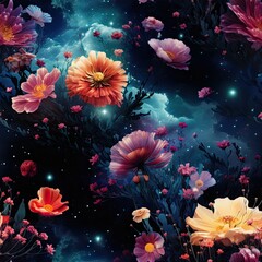 Fototapeta na wymiar background with flowers and bubbles