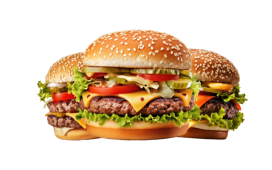 hamburger's isolated on a transparent background . cutout or clipping path.