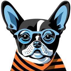 Intelectual hipster french bulldog