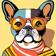 Intelectual hipster french bulldog