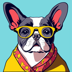 Intelectual hipster french bulldog