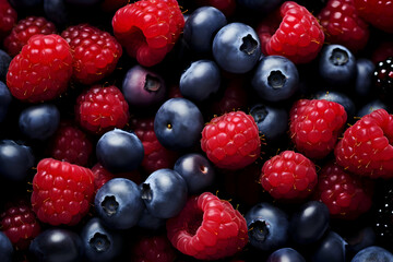 Blueberry and rasberry background. High quality