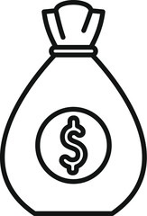 Dollar money bag icon outline vector. Sign currency wallet safe. Coin finance