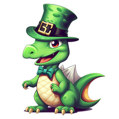 Cute Dinosaur St Patrick Clipart Illustration