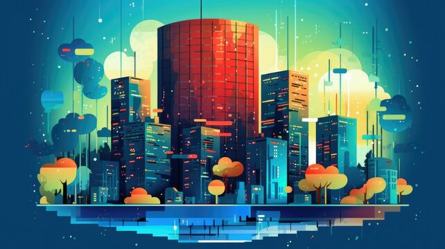 Infrastructure, new technology, management cloud computing illustration. Generative AI , 4k, Low file size,
