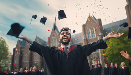 Happy Indian students celebrating graduation in Canada