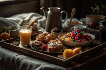 Fototapeta na wymiar Sunny Morning Breakfast Spread, generative ai, ai, generative