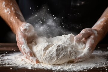 Art of Dough: Man Kneading Pasta or Pizza Dough