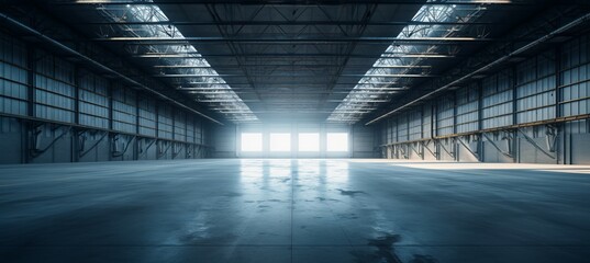 Military hangar interior. Generative AI technology.	
 - obrazy, fototapety, plakaty