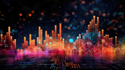 Fototapeta premium Dynamic financial graph visualization with colorful bars