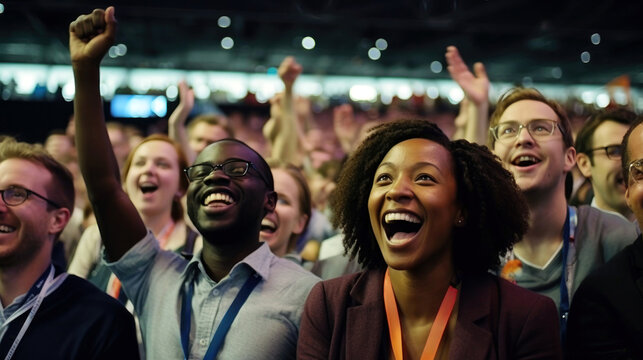 Enthusiastic diverse crowd enjoying a live event