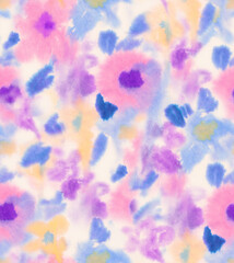 Blurry fuzzy floral seamless repeat pattern. Color blurred abstract flowers in trendy style. Backdrop for fabric - 672166014