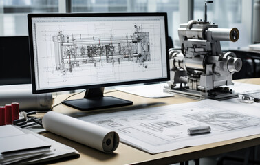 a person working on an engineering schematic drawing