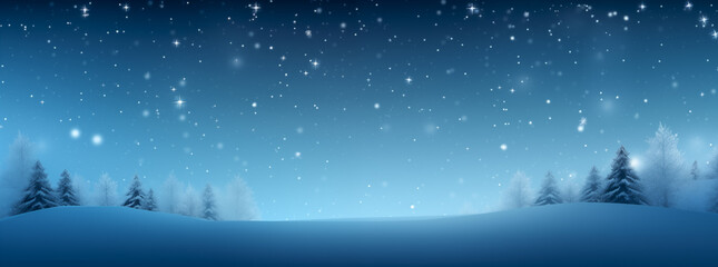 Obraz na płótnie Canvas Minimalistic winter landscape with painted trees on blue background. Copy space.