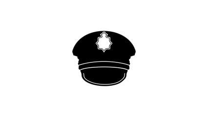 Police hat, black isolated silhouette
