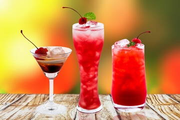 Cocktails at the bar Celebrate success, holiday, luxury,Blurry background.